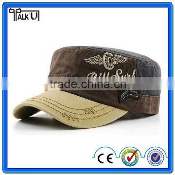 Brown washed cotton custom logo military cap/army cap hat