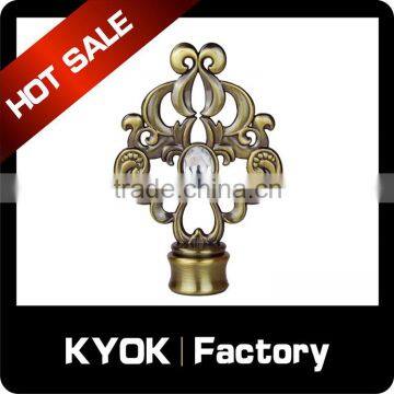 KYOK simple design roman flower shape wood curtain rod finials,iron zinc curtain poles curtain accessories