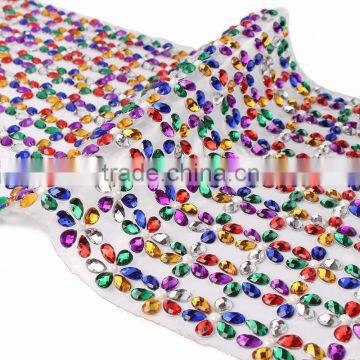 Wholesale Hot Melt New Colorful Beaded Rhinestone Resin Mesh photo-2