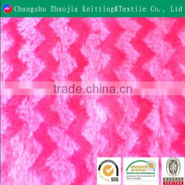 Glazed and dull stripe bio-colored super soft plush toy fabric from China Factory