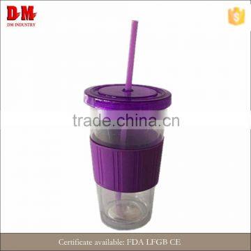 Round Environmental Transparent Plastic Cup With Lid And Straw                        
                                                Quality Choice