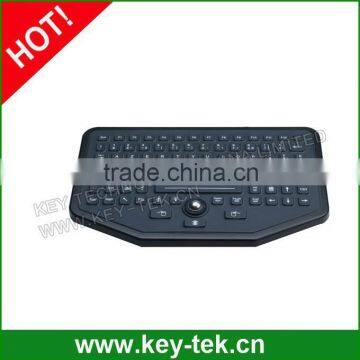 IP68 Ruggedized Sealed Silicone Industrial Military Keyboard With Optical Trackball