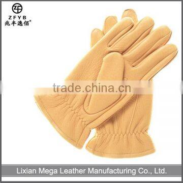 Men's Yellow Deerskin Winter Gloves with Thinsulate Lining