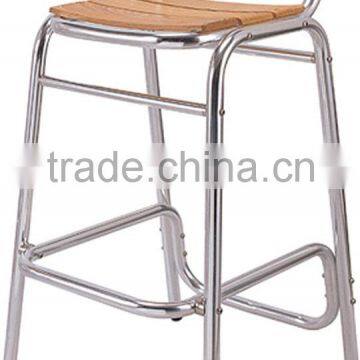 Practical aluminum bar chair with wood slats