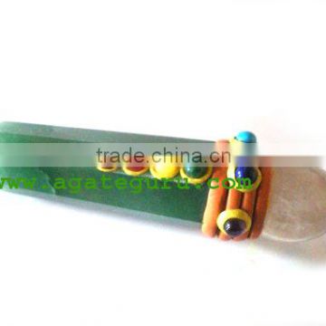 Green Aventurine Chakra Tibetan Healing Stick With Crystal Quartz Ball : Tibetan Healing wands from Agate Guru Exports