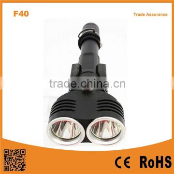 F40 super power 10w XM-L2 T6 bulb two head multi-function Aluminum flashlight for outdoor fishing