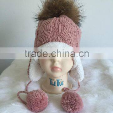 New pinky Cute Fashion Knit Kids Hats Fur Pom Pom Crochet Baby Hats