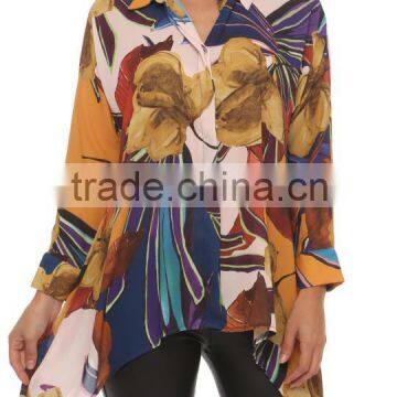 assymetric colorful printed new arrival fall winter 2016 women shirts and blouses