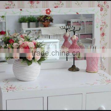 Solid Wood Bedroom Small Country Style Inspired Dressing Table With Mirror,makeup Dresser Including Soft Cusion Chair photo-4
