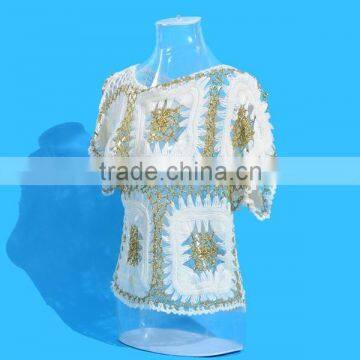 2015 new hand crochet women summer short sleeve pullover for lady hollow out O-neck