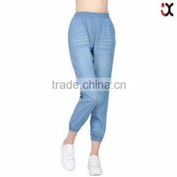 women pants casual funky cropped pants in denim JXA077