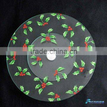 rotating round silk-screen tempered glass rotating display stand