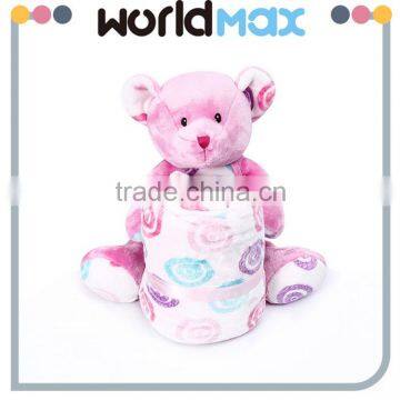 New Arrival Wholesale Pink Bear Graceful Baby Blanket Toy