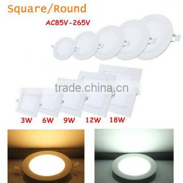 Cheapest CE ROHS Ultra Thin Round Square 3W 6W 9W 12W 18W Panel LED Light