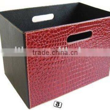 faux leather (pu,pvc) or genuine leather storage basket