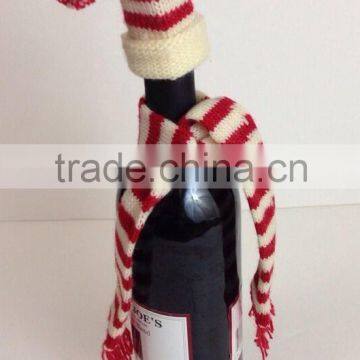 decoration party christmas knit bottle hat and scarf set