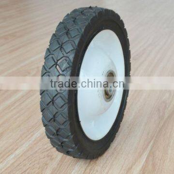 7x1.5 inch flat free caster rubber wheel with diamond tread and iron rims for material handling equipment