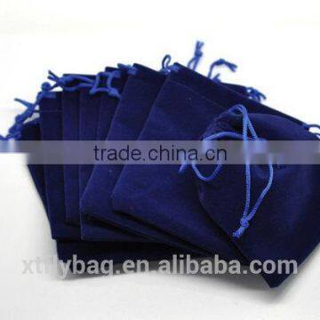 Dark Blue Embroidered Drawstring Jewelry Bag