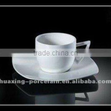 super white durable porcelain coffee cup and saucer H3416