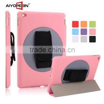 manufactory fabrication High Quality 360 degree Hand Rotation Rubber PC hard case for ipad air2 with nine colors