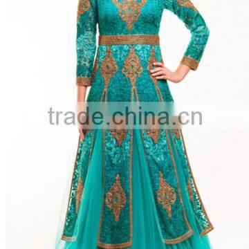 TEAL GREEN LACHA STYLE GOWN