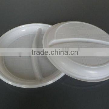 9 inch two compartments Disposable Plastic Plate For Food