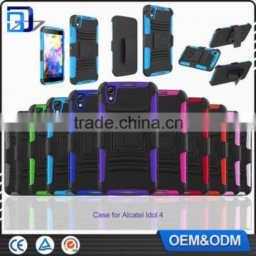 Top Selling 3 in 1 Silicone + PC Hybrid Kickstand Handy Outdoor Belt Clip Case For Alcatel One Touch Idol 4 Back Cover China