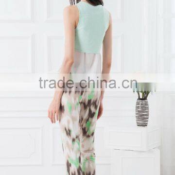 NEW ARRIVAL Summer Tank Top 2016 Green and White See Through Shirt for Woman Chiffon Fabric Cheap Price photo-3