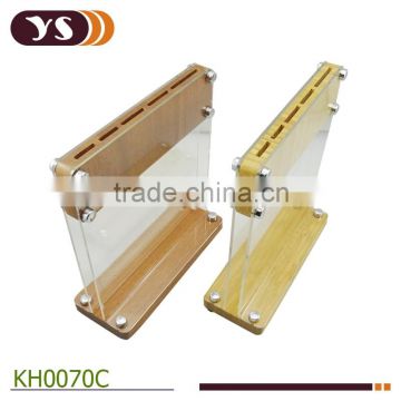 5 slot bamboo and acrylic knife holder