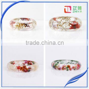 2016 Europe Handmade High-bright Pressed Real Dried Flower Clear Resin Silicone Bangle Bracelet photo-3