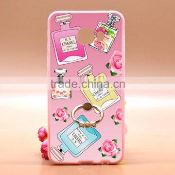 Uv Prefume Printing TPU+PC Phone Case With Stretch Metal Ring For Samsung C5
