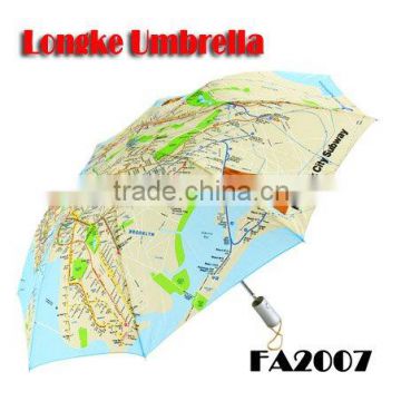 [FA2007]Map umbrella, 2 folding promotional umbrella