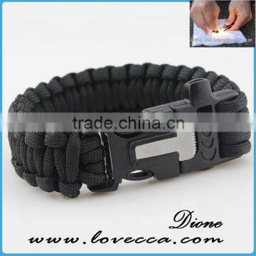 Whistle Colorful Wholesale Paracord Survival Bracelet with Compass and Flint