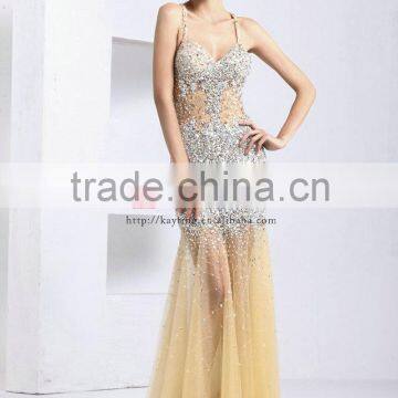 New Design Sexy Spaghetti Strap Backless Sexy Evening Dress