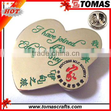 custom high quality heart shape metal lapel pin