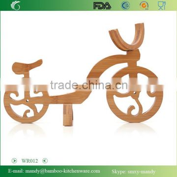 WR012 Bamboo Tabletop Bike Wine Rack and Bottle Holder