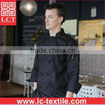 Supply Made of 245gsm Drill Fabric Traditional Black Bartender Uniform Featuring Two Pen Pockets on Sleeve(LCTU0025) photo-2