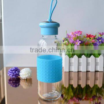 Hot selling glass bottle with silicon sleeve for anti-skid from Bengbu Cattelan Glassware Factory