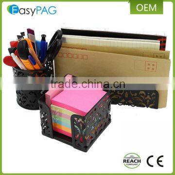 Multicolor embossing mesh card letter tray metal magnetic pen holder office set desk organizer