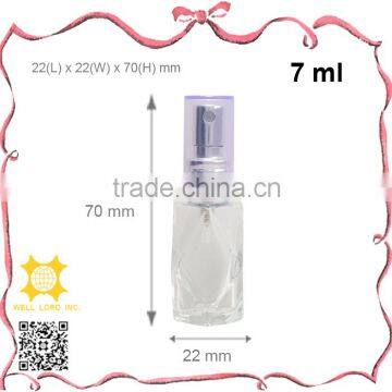 7ml unique shape transparent glass bottle with pump sprayer