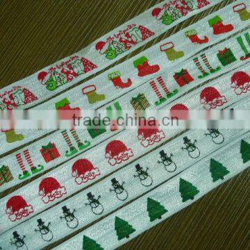 High Quality Christmas Printed Elastic Fold Over In Stock