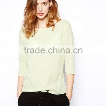 China Clothes Manufacturer Plain Polyester t Shirts With Boat Neckline Fashion Women Plain t Shirts