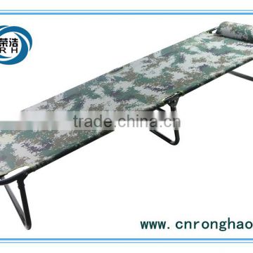 Outdoor folding sun bed, military camping bed with pillow