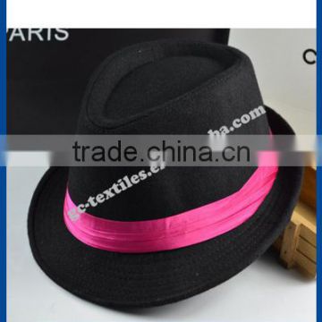 hot new products for 2014 Fall and winter Black England Jazz Fedora ladies hats felt wholesale for men with lace