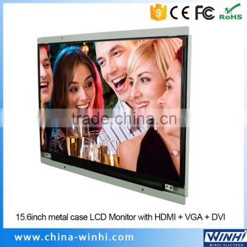 15.6" tft lcd display 16:9 open frame full hd vga metal case monitor lcd monitors display