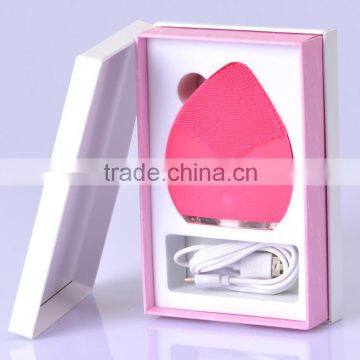 Silicone material sonic cleansing brush skin scrubber for facial cleaning