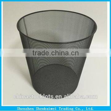 Metal mesh round waste paper bin office trash can garbage basket for sale