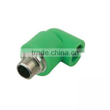 Green PPR water pipe fitting copper male threaded elbow