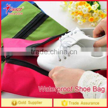 Factory Wholesale OEM Portable Waterproof Nylon Travel Shoe Bags with Zipper Closure