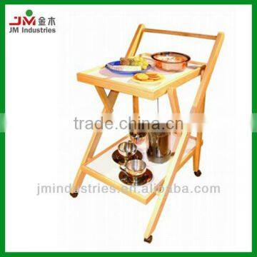 Folding Wooden Two-layer Home Tea Trolley